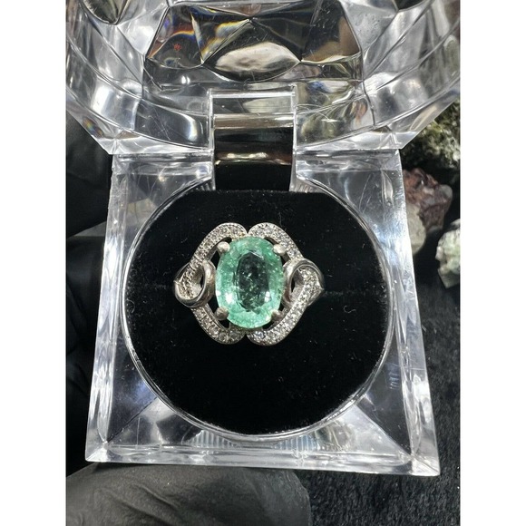 Natural Emerald Promise Ring Starling Silver Handmade Jewelry 7.25 size Custom - Picture 6 of 8